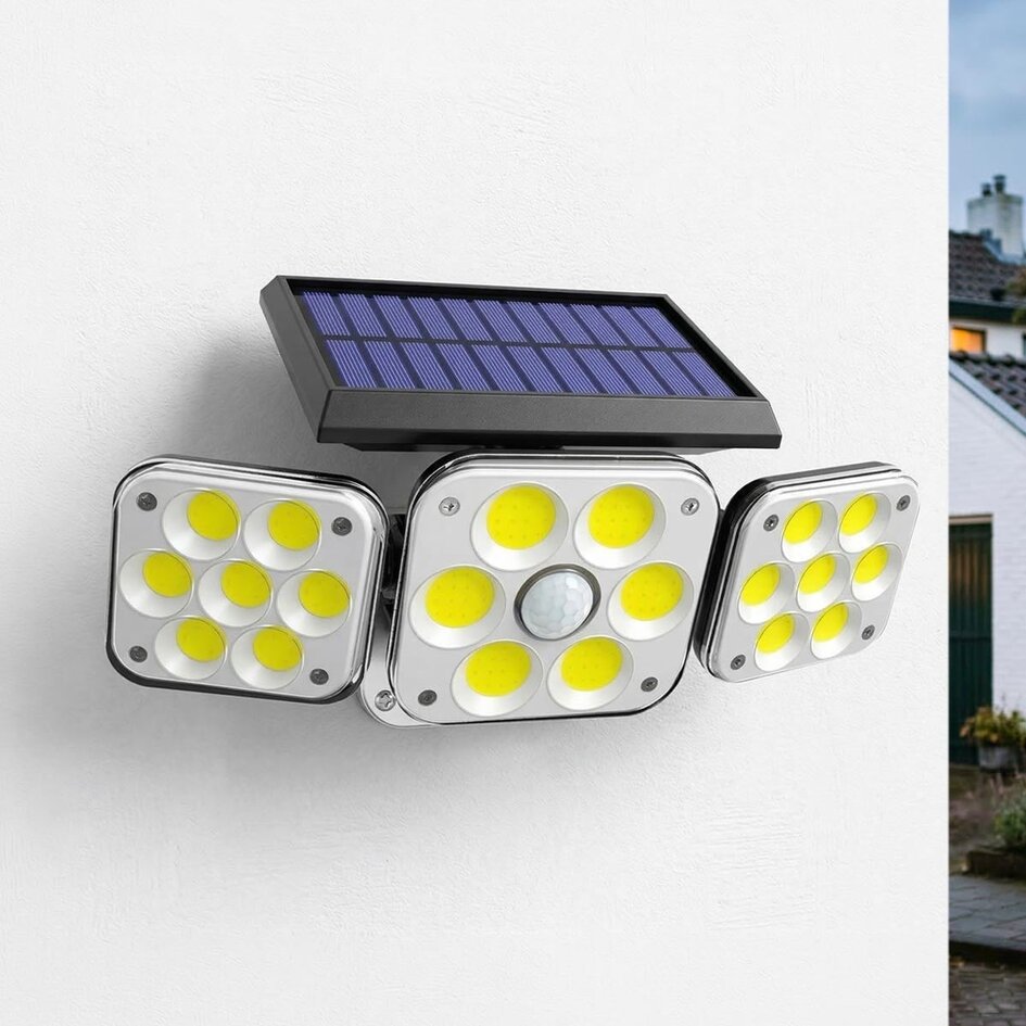 Justerbar solcellsvägglampa för utomhusbruk med sensor - Wolf