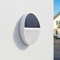 Rund solcellsdriven utomhusvägglampa Linus - vit med sensor