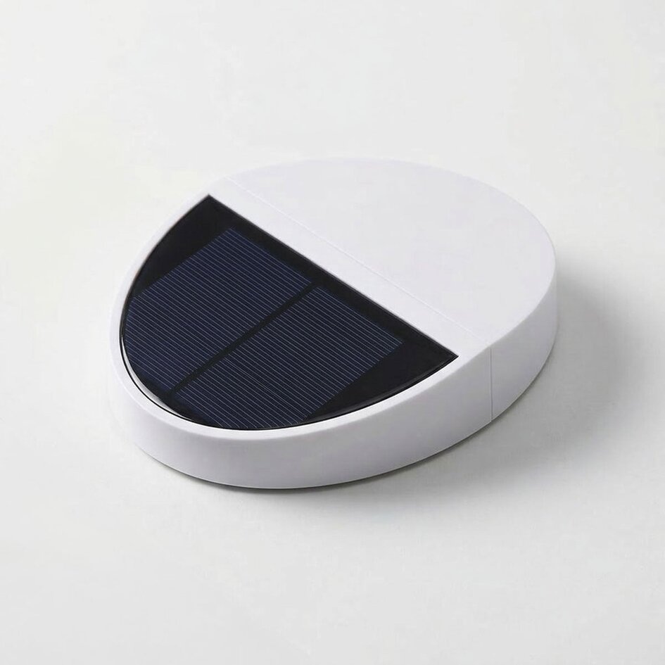 Rund solcellsdriven utomhusvägglampa Linus - vit med sensor