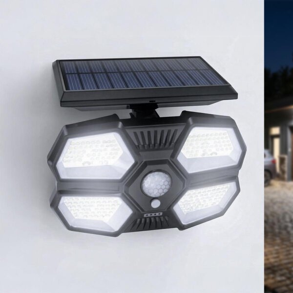 Solcellsvägglampa för utomhusbruk med sensor i svart - Asher