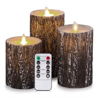 Ljus i trädbarksdesign med fjärrkontroll Arbor - Set om 3