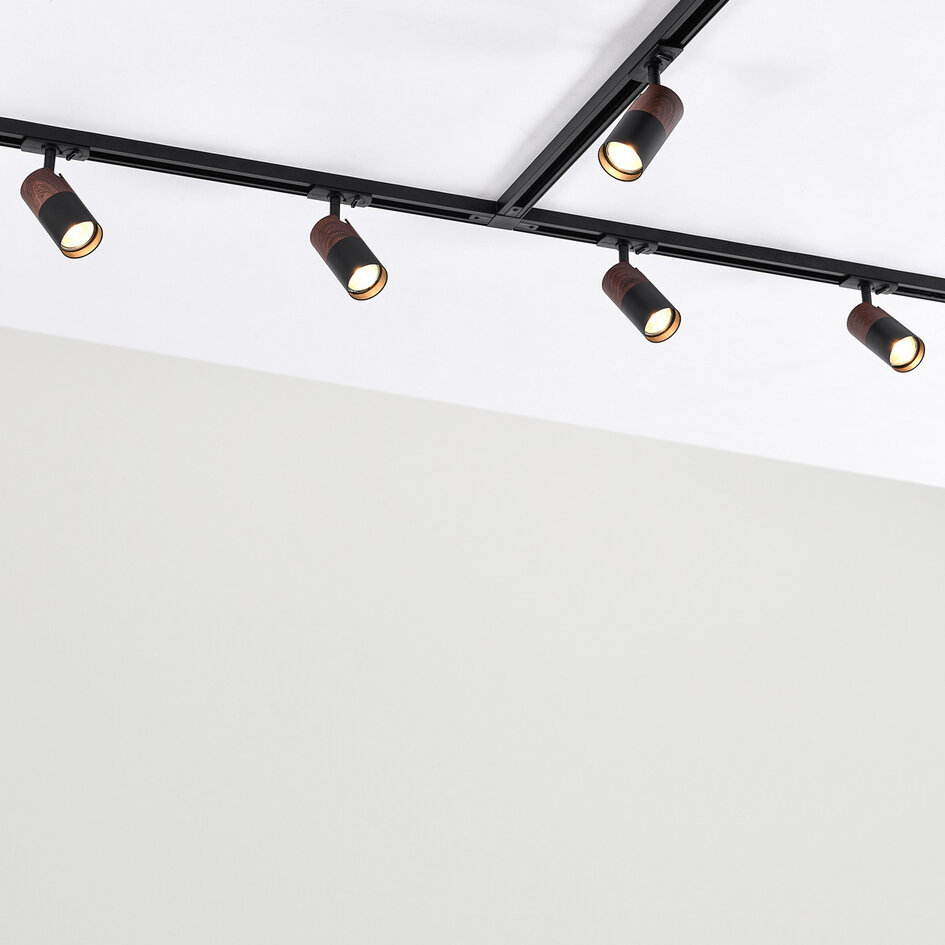 Set med 1-fas skensystem på 3 meter och Linn-spotlights, svart