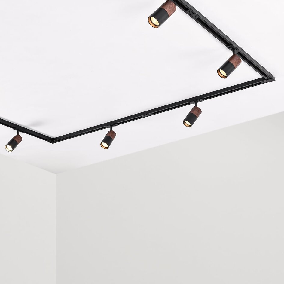 Set med 1-fas skensystem på 3 meter och Linn-spotlights, svart