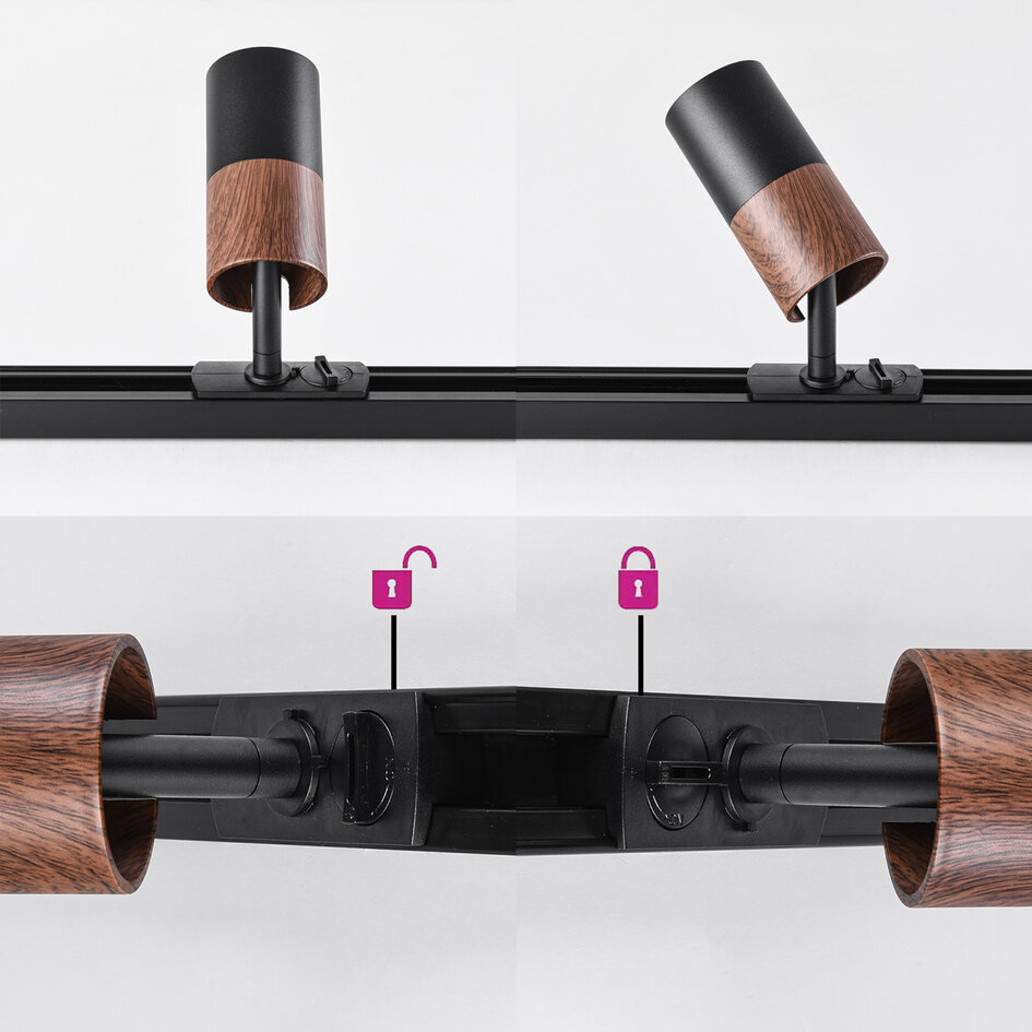 Set med 1-fas skensystem på 3 meter och Linn-spotlights, svart