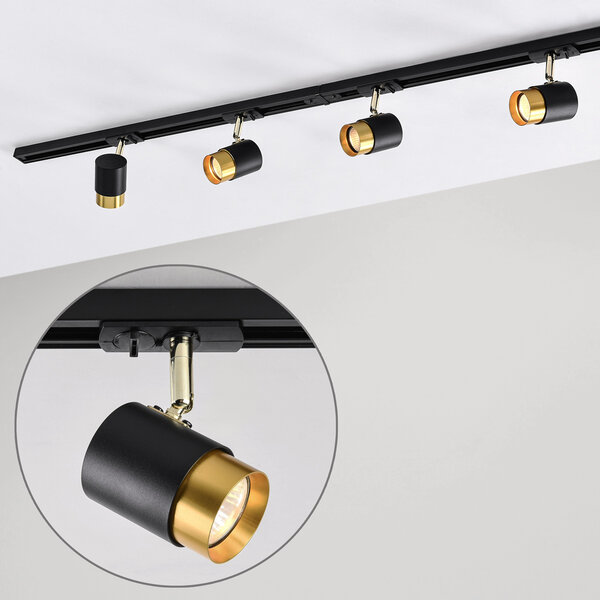 Set med 1-fas skensystem på 1,5 meter och Lexi-spotlights, svart