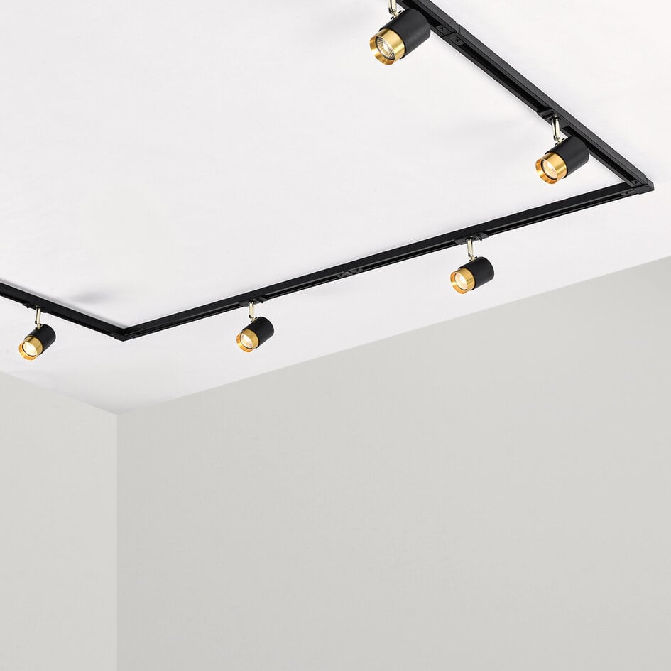 Set med 1-fas skensystem på 1,5 meter och Lexi-spotlights, svart