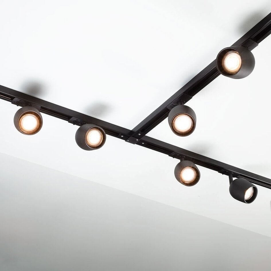 Set med 1-fas skensystem på 3 meter och Day-spotlights, svart