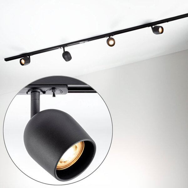 Set med 1-fas skensystem på 1,5 meter och Day-spotlights, svart