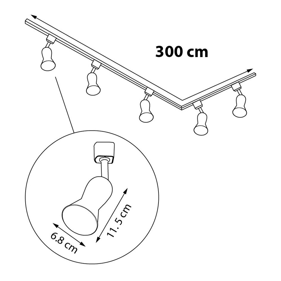 Set med 1-fas skensystem på 3 meter och Elle-spotlights, svart