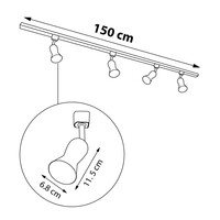 Set med 1-fas skensystem på 1,5 meter och Elle-spotlights, svart