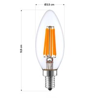 E14 filament-ljuslampa dimbar, klar 3,5 watt