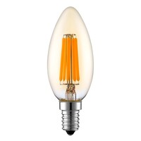E14 dimbar LED filament-kronlampa med bärnstensfärgat glas | 3.5W 2200K