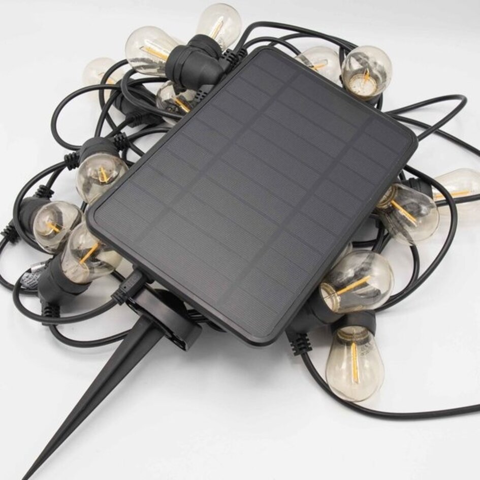 Solcellsdriven ljusslinga 20 meter med 20 eller 25 lampor, 6W solpanel