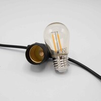 Solcellsdriven ljusslinga 20 meter med 20 lampor med dubbelt filament, 10W solpanel