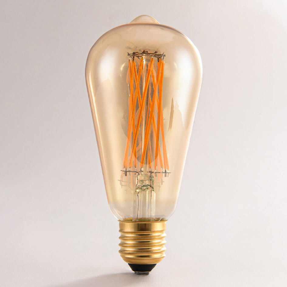 Filament-LED-lampa dimbar, korsat filament 4,5 watt, amber 64 mm