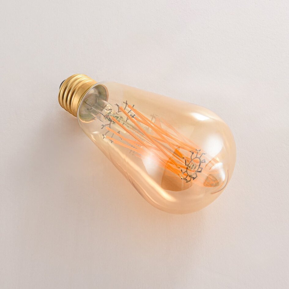 Filament-LED-lampa dimbar, korsat filament 4,5 watt, amber 64 mm