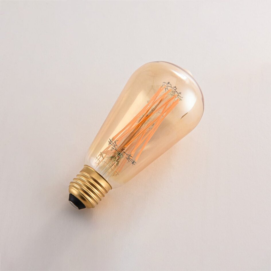 Filament-LED-lampa dimbar, korsat filament 4,5 watt, amber 64 mm