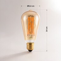 Filament-LED-lampa dimbar, korsat filament 4,5 watt, amber 64 mm