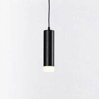 Cylinderformad pendellampa Luke 1-fas, svart med matt diffusor
