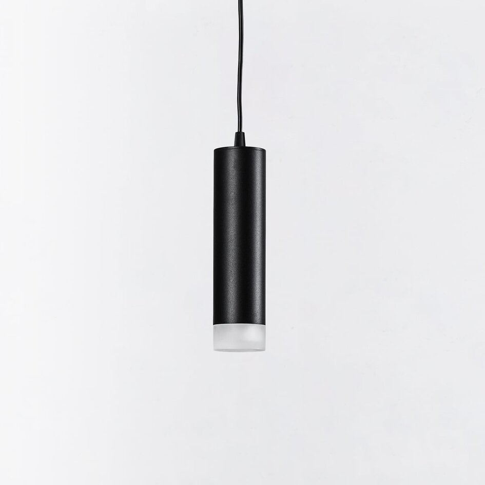 Cylinderformad pendellampa Luke 1-fas, svart med matt diffusor