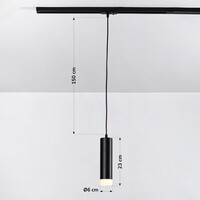 Cylinderformad pendellampa Luke 1-fas, svart med matt diffusor