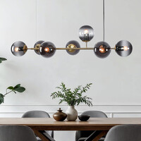 Design taklampa Sette med glaskulor av rökglas