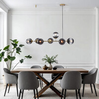Design taklampa Sette med glaskulor av rökglas