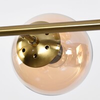 Designad pendellampa Sette med sju lampor - amberfärgat glas och guld