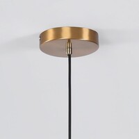 Designad pendellampa Sette med sju lampor - amberfärgat glas och guld