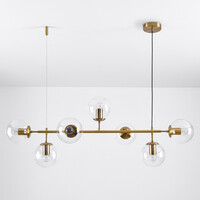 Designad pendellampa Hepta med sju lampor - transparent glas och guld