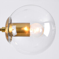 Designad pendellampa Hepta med sju lampor - transparent glas och guld