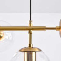 Designad pendellampa Hepta med sju lampor - transparent glas och guld