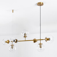 Designad pendellampa Hepta med sju lampor - transparent glas och guld