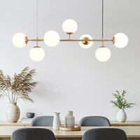 Design taklampa Hepta med mjölkglasglober