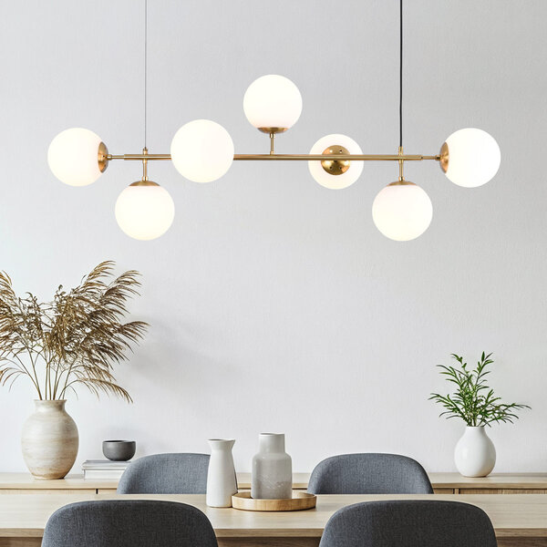 Design taklampa Hepta med mjölkglasglober