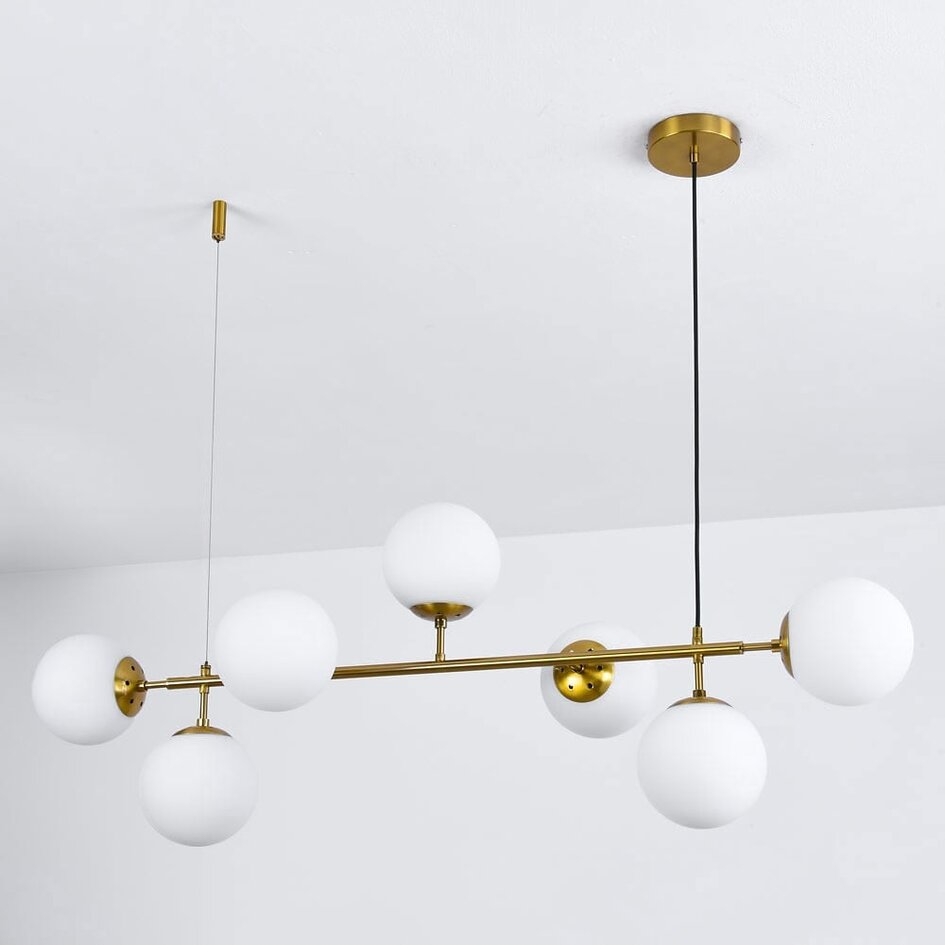 Design taklampa Hepta med mjölkglasglober