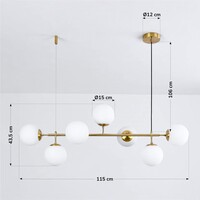 Design taklampa Hepta med mjölkglasglober