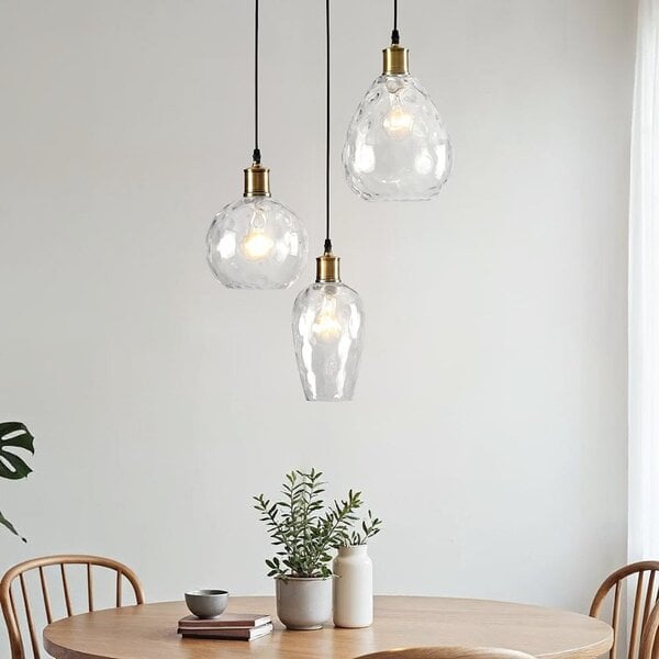 Designad pendellampa Verona med tre lampor - klart glas