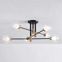 Designad taklampa Aura med sex lampor - svart och guld