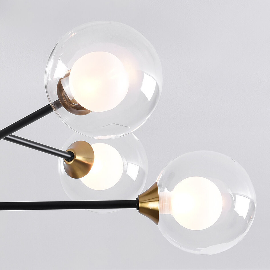 Designad taklampa Aura med sex lampor - svart och guld