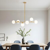 Design taklampa guld med mjölkvitt glas, 6-ljus - Aster