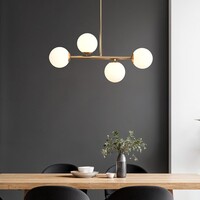 Design taklampa guld med mjölkvitt glas, 4-ljus - Asun