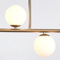 Designad taklampa Asun med fyra lampor - guld och mjölkvitt glas