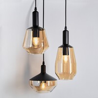 Design taklampa i bärnstensfärgat glas, 3-ljus - Mala