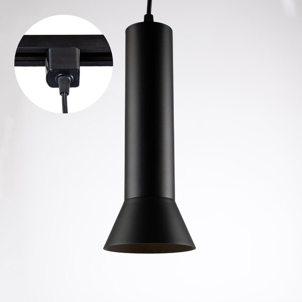 Cylinderformad pendellampa Lenn 1-fas, svart