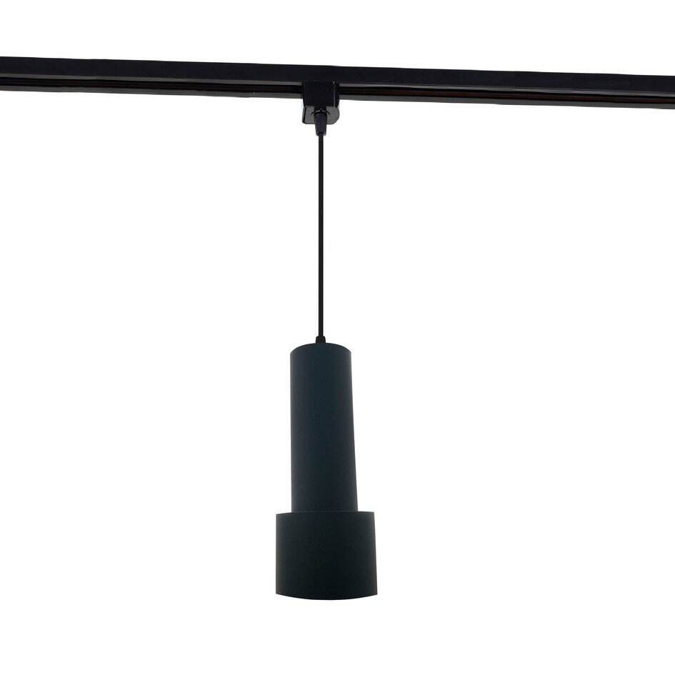 Cylinderformad pendellampa Jim 1-fas, svart