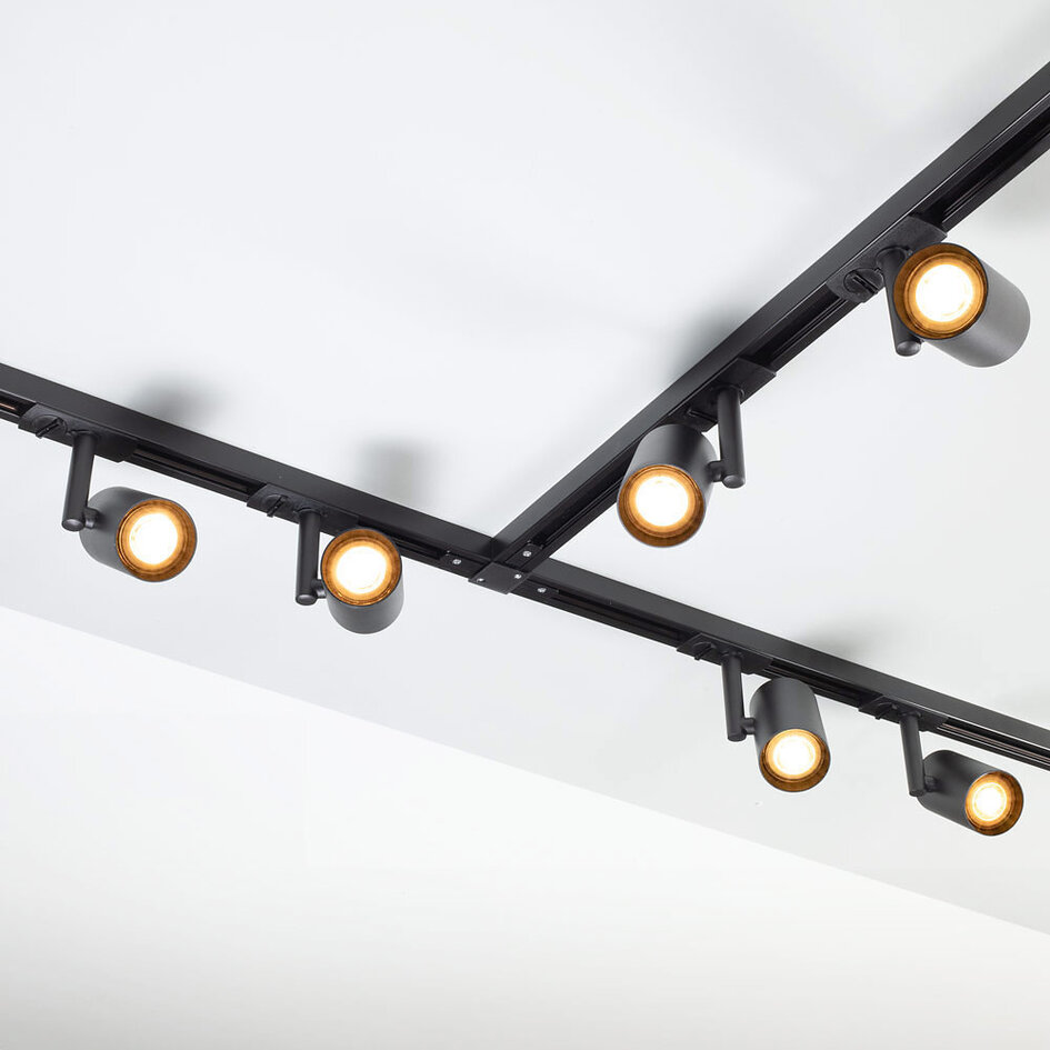 Set med 1-fas skensystem på 1,5 meter och Blake-spotlights, svart