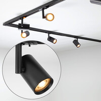 Set med 1-fas skensystem på 3 meter och Blake-spotlights, svart
