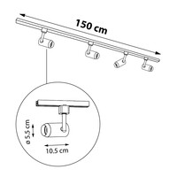 Set med 1-fas skensystem på 1,5 meter och Claire-spotlights, svart