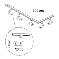 Set med 1-fas skensystem på 3 meter och Claire-spotlights, svart